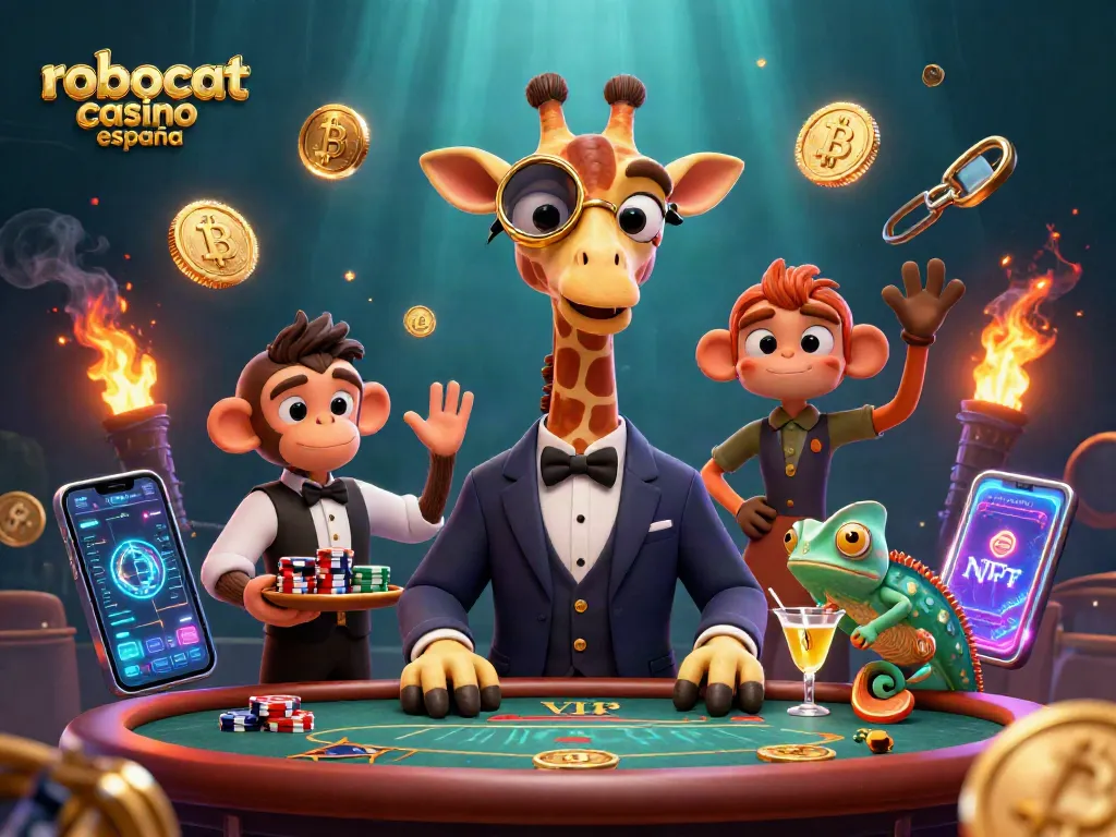 Experience the lively action at robocat casino españa with our vibrant 3D scene featuring unique casino characters.