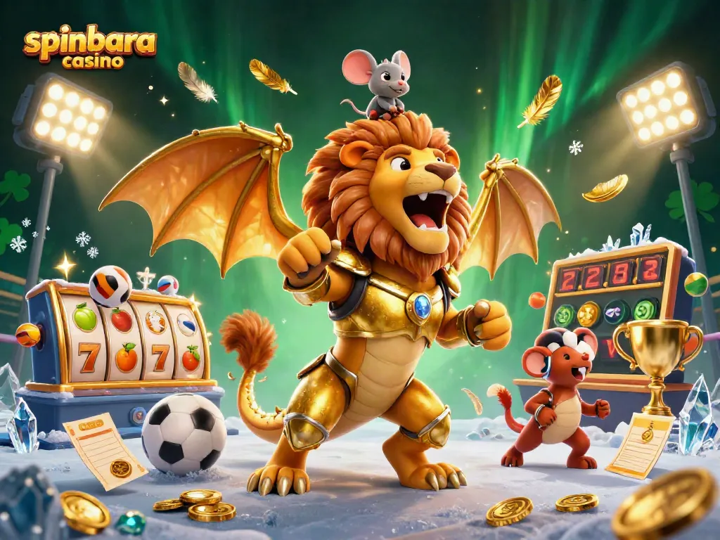 Spinbara Casino offers thrilling slots, jackpots, and dynamic gaming experiences in a vibrant 3D illustration.